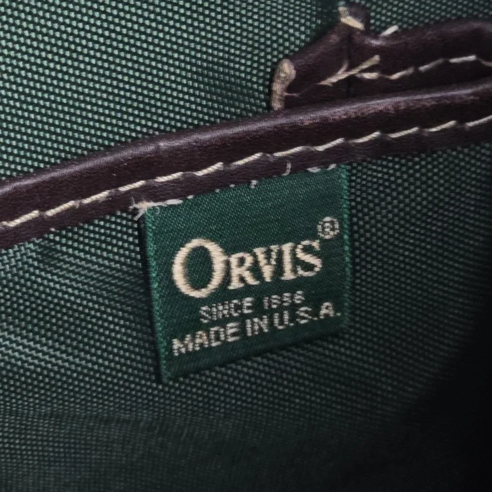 Orvis Vintage Leather Briefcase USA Brown Rawhide Messenger Bag‎ 16x13 Strap